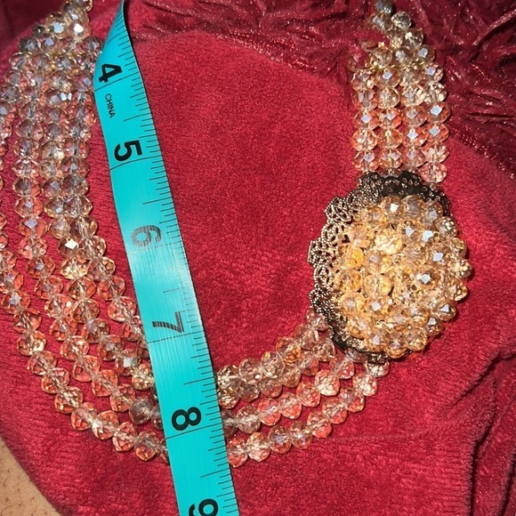 Fashion Hand crafted Multi Layered Crystal glass Beaded  Necklace - Picture 9 of 17